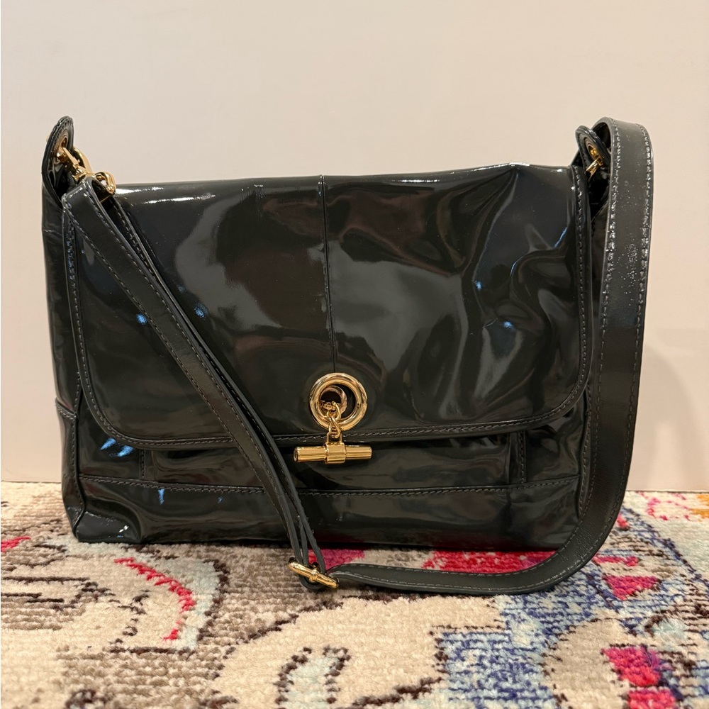 J. Crew Charcoal Gray Patent Leather Handbag - NWOT